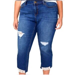 Lane Bryant Plus‎ size 18 blue jeans crochet women pants👖
